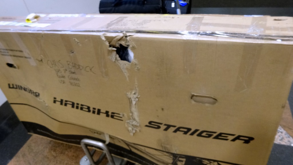 This is not the sight you want to see when your bikes arrive after a transatlantic journey
