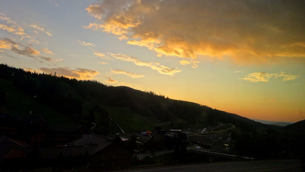 The sun setting on the Grand Valley