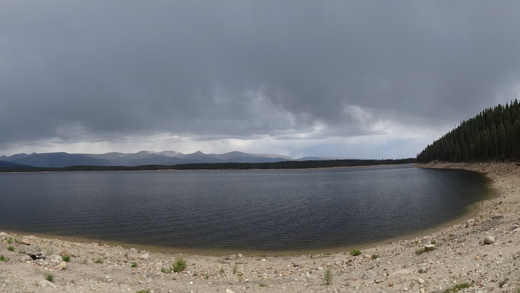 Moody skies above Turquois lake. The forecast for the whole weekend was a mixed bag